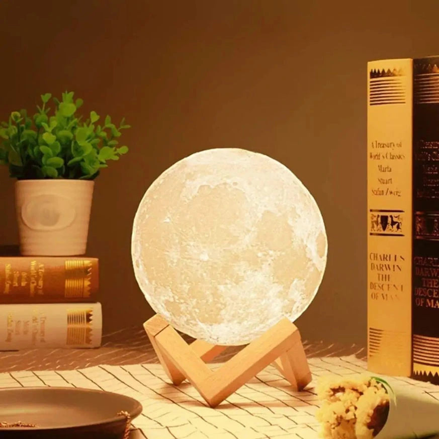 3D Moon Night Lamp with Stand - 15CM | Bedroom and Kids' Room Lighting